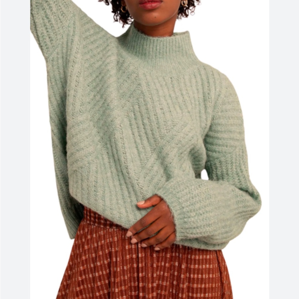 FRNCH Sage Green Cowl Neck Sweater